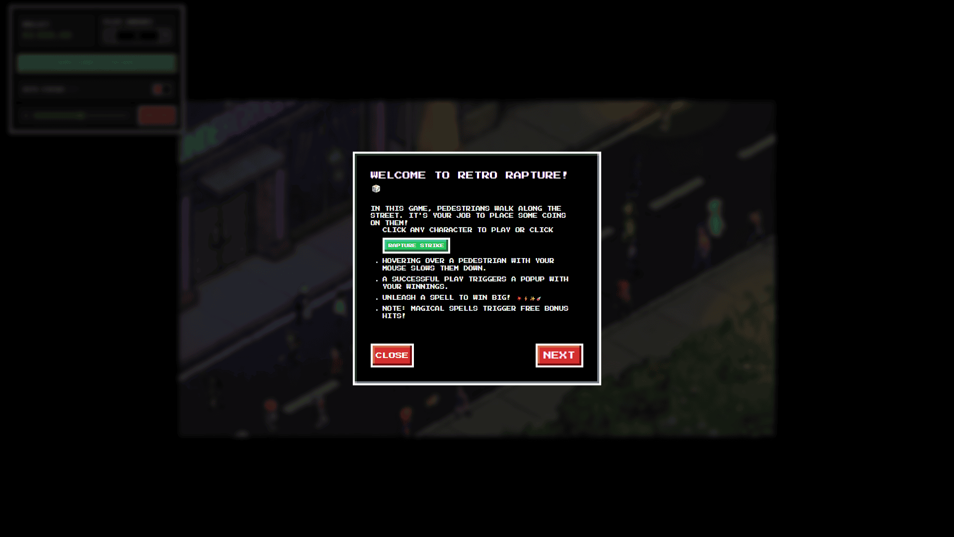Retro Rapture slot intro screen