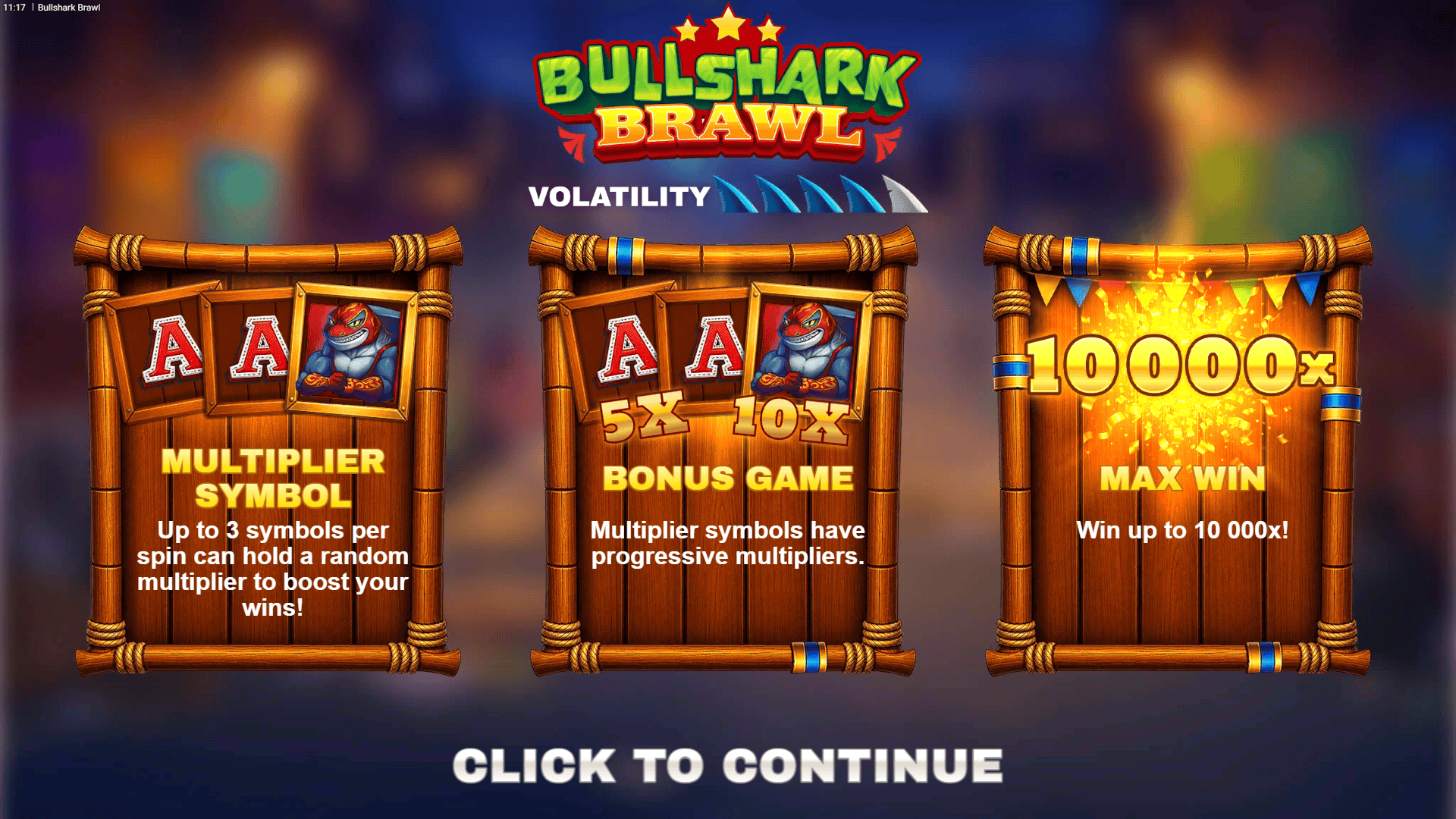 Bullshark Brawl slot intro screen