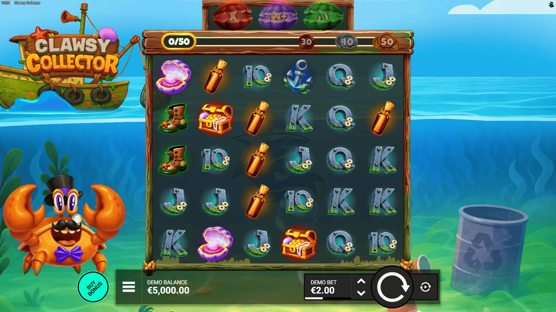 Crabby Collector slot gameplay reels
