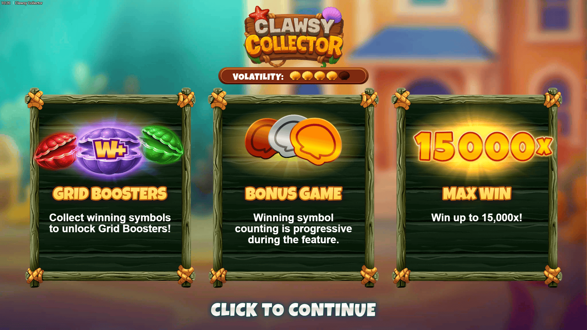 Crabby Collector slot intro screen
