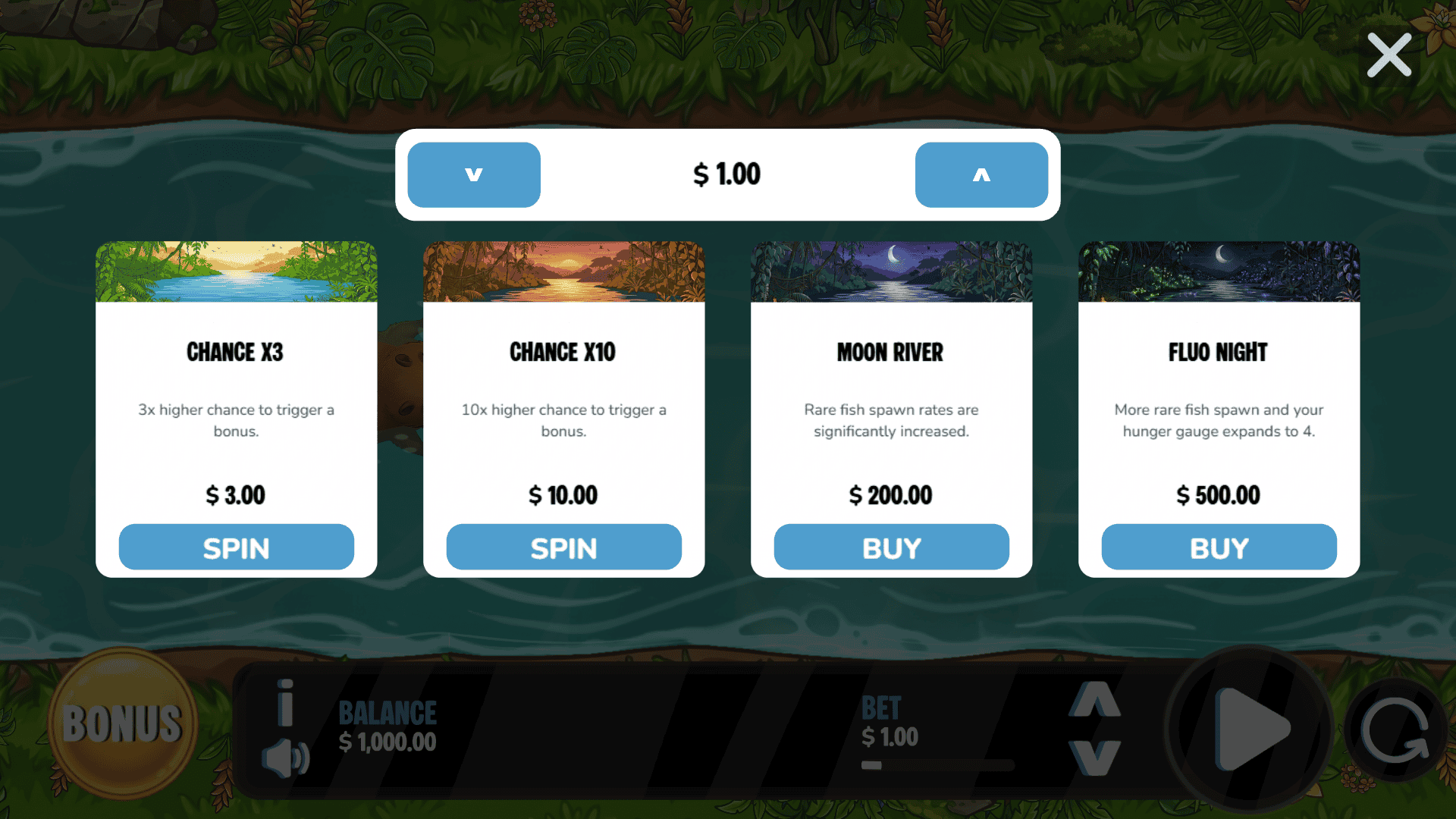 Capy river bonus buy menu