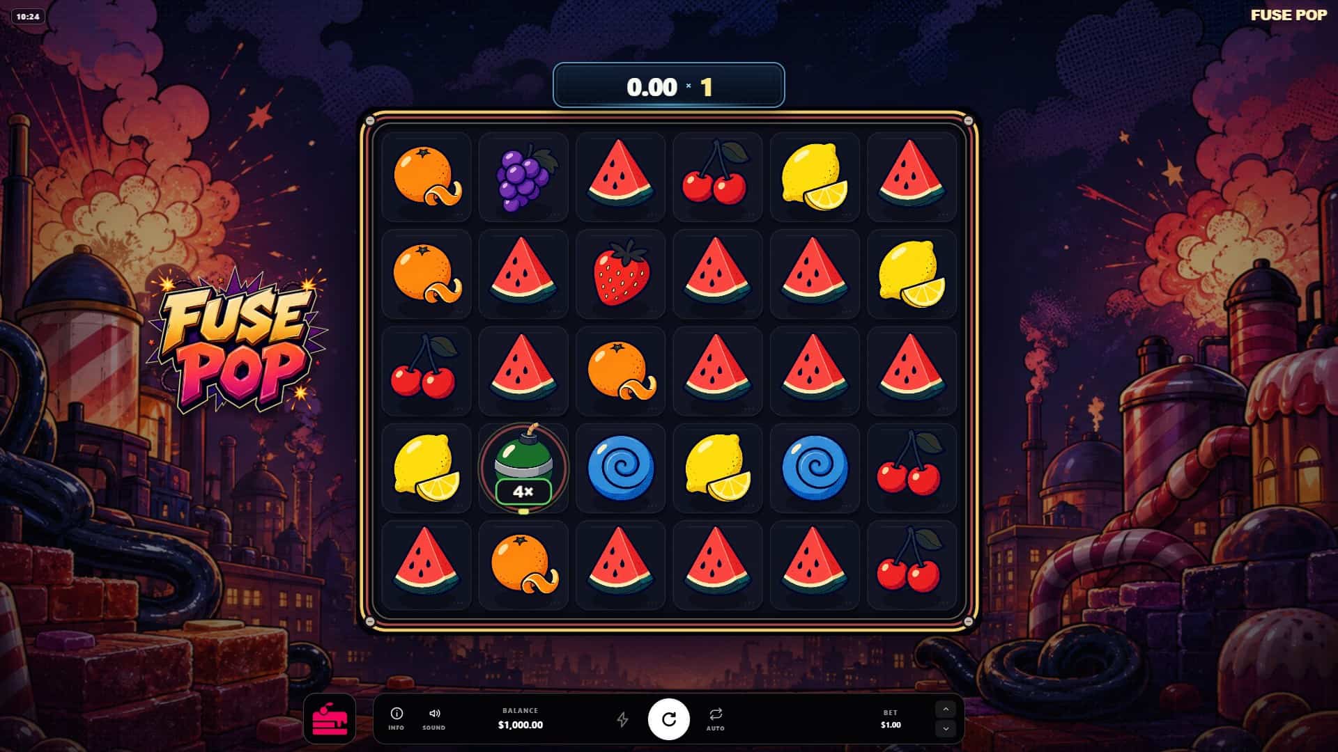 Fuse Pop slot gameplay reels
