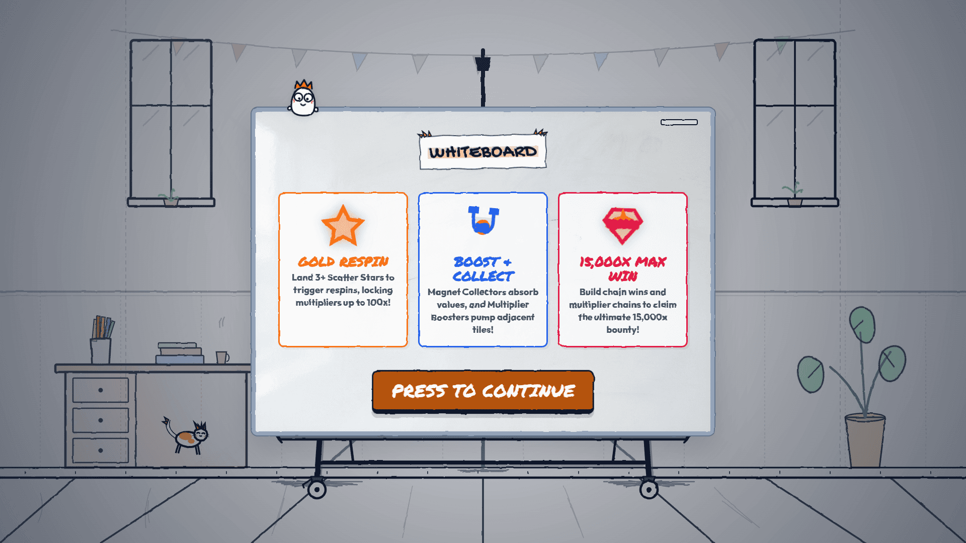 Whiteboard slot intro screen