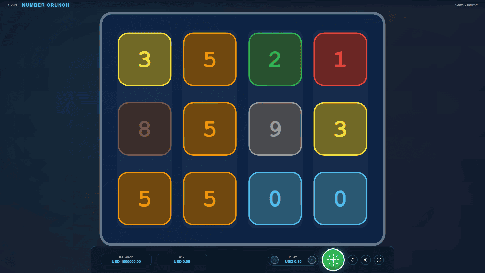 Numbers crunch slot gameplay reels