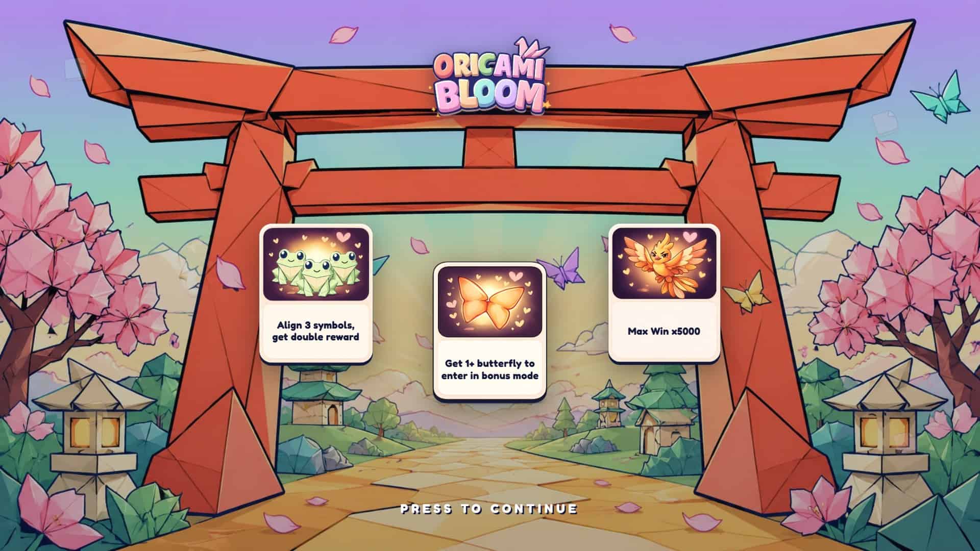 Origami Bloom slot intro screen