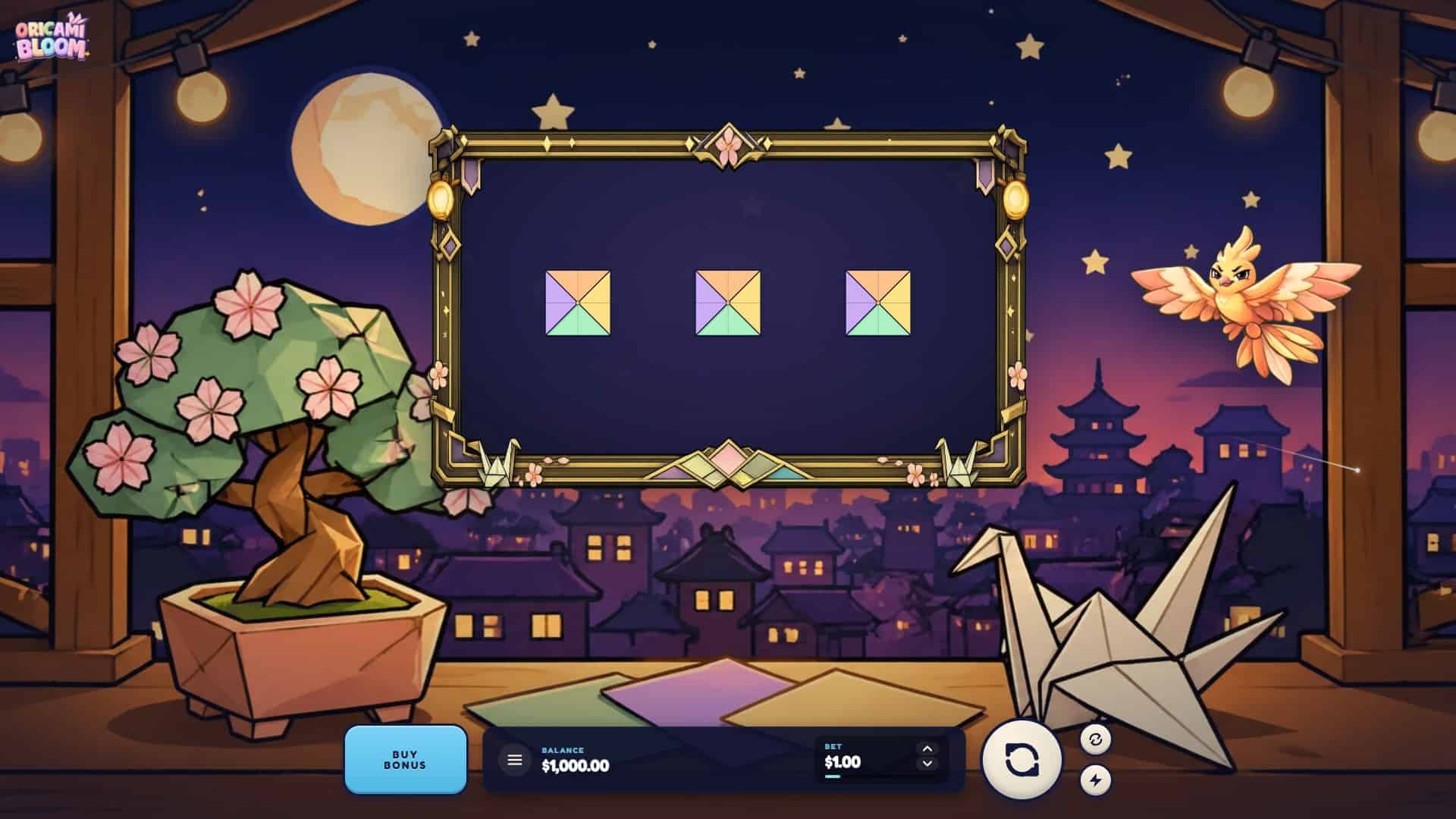 Origami Bloom slot gameplay reels