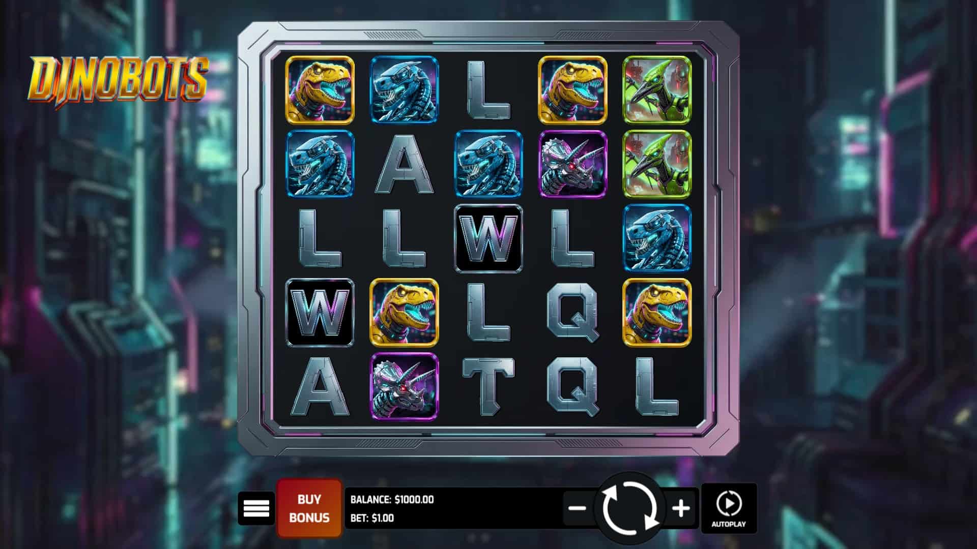 DinoBots slot gameplay reels