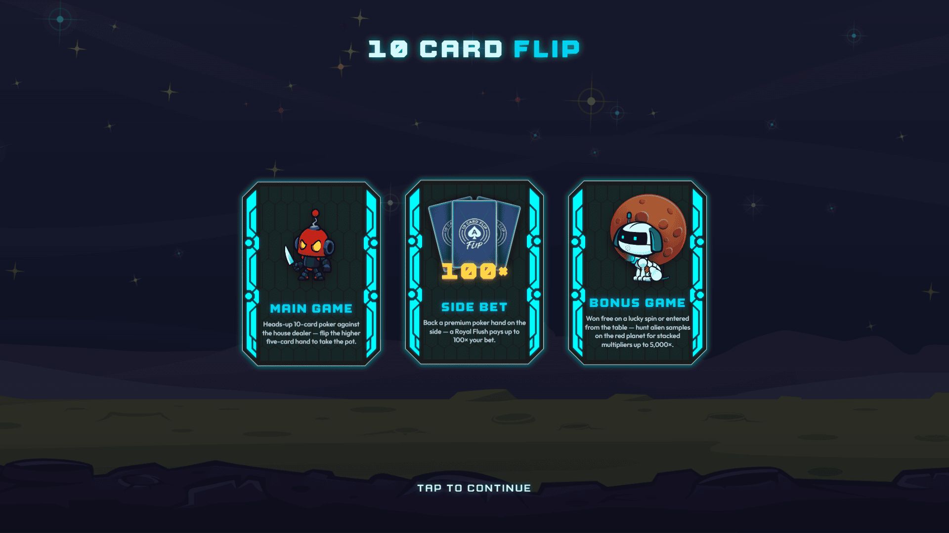 10 Card Flip slot intro screen