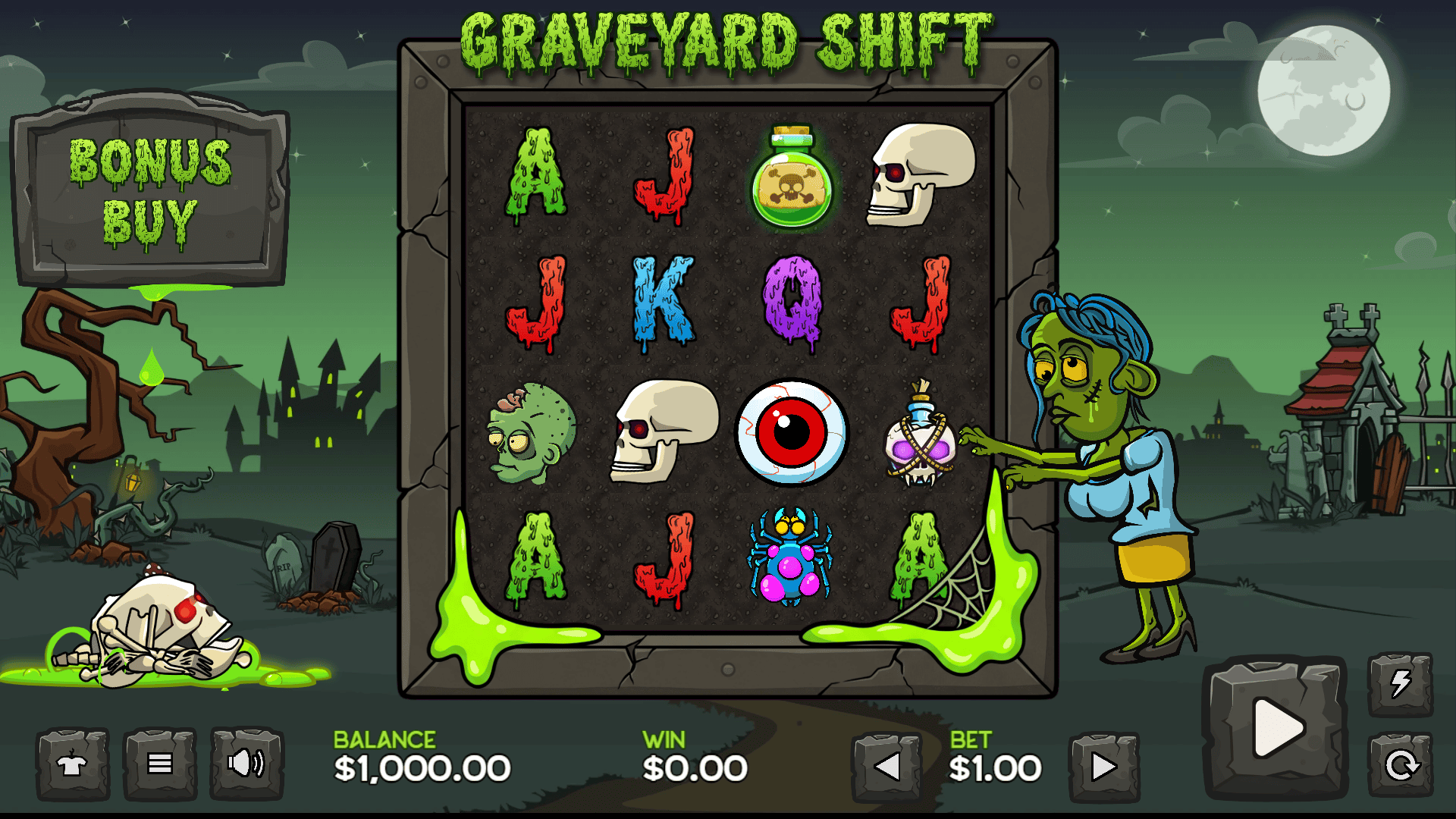Graveyard Shift slot gameplay reels