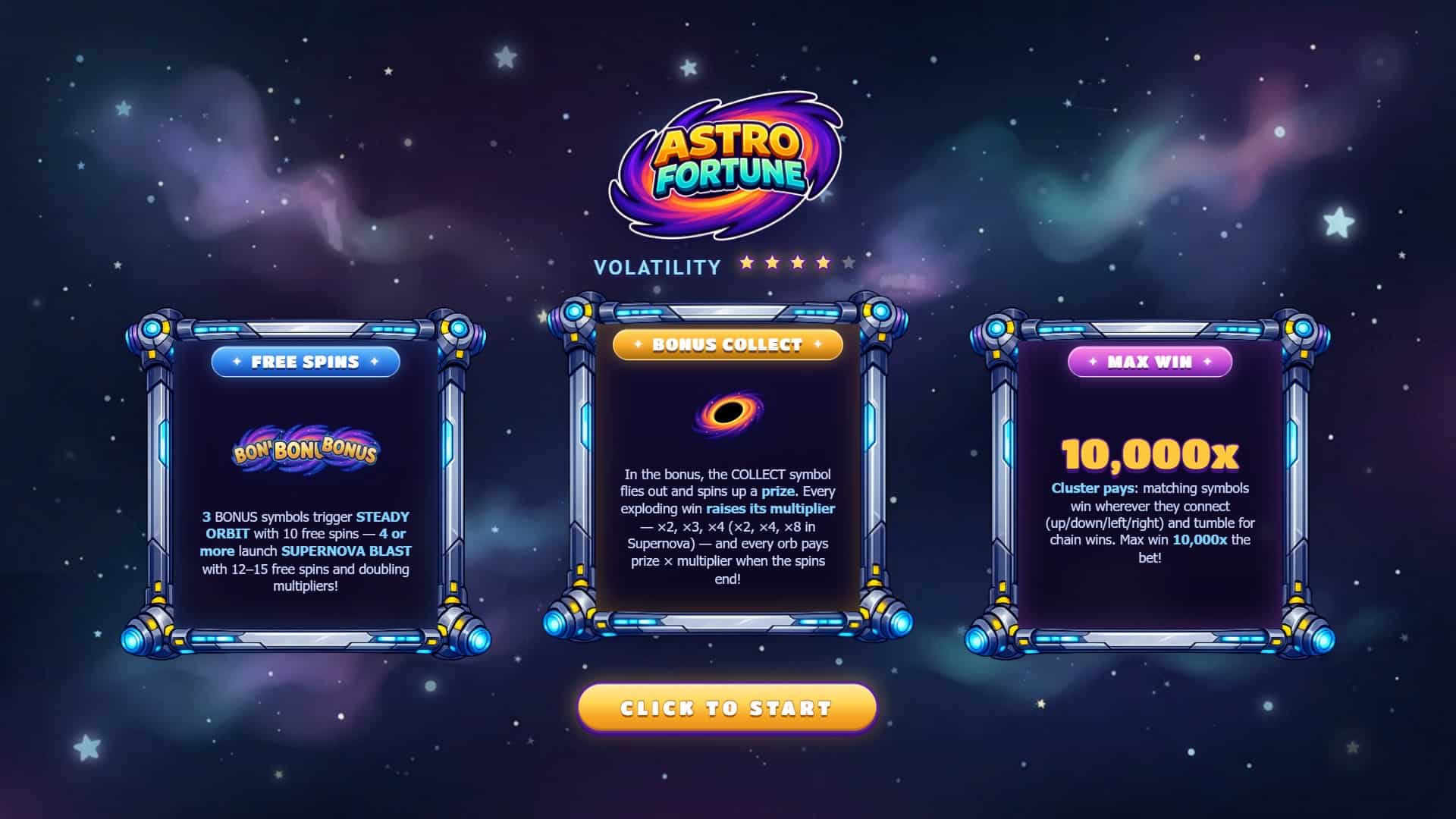 Astro Fortune slot intro screen