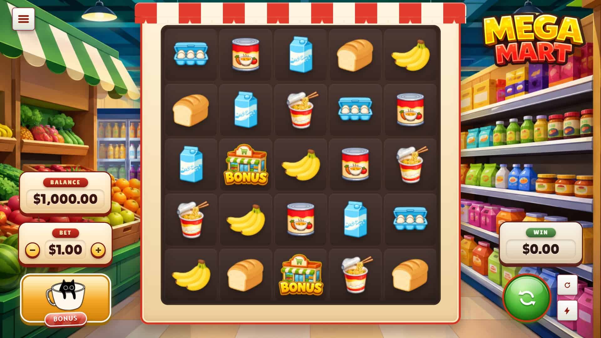 Mega Mart Cluster Pays slot gameplay reels