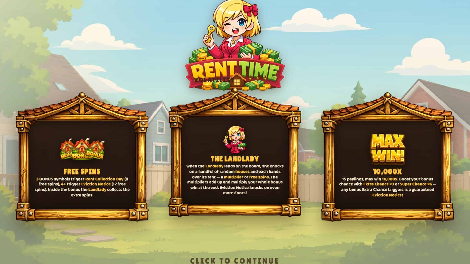 Rent Time slot intro screen