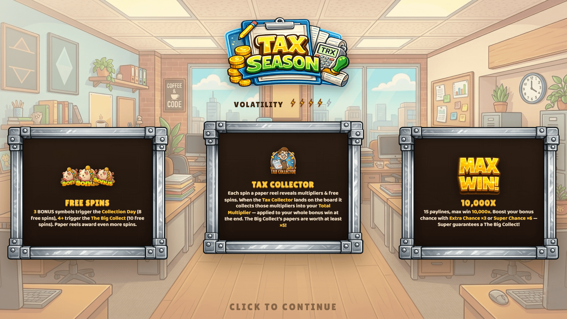 Tax Season slot intro screen