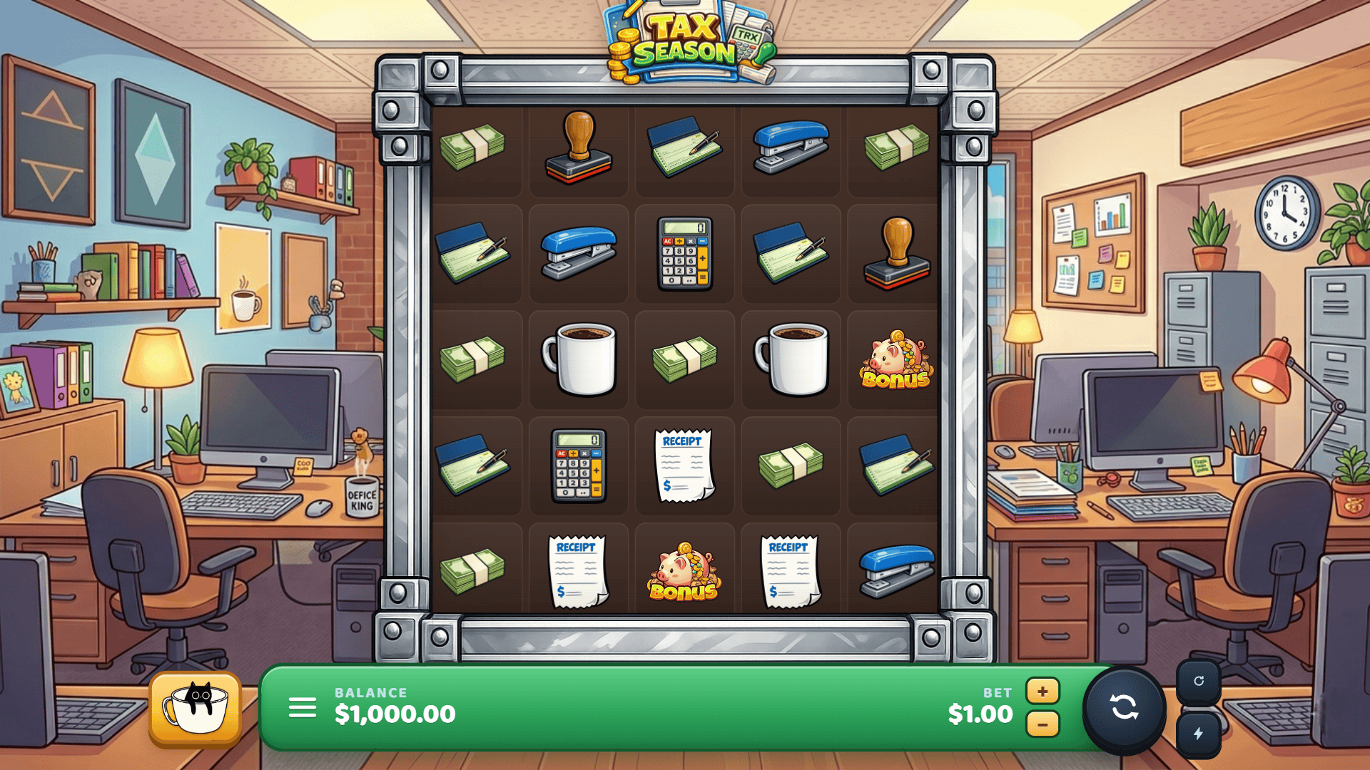 Tax Season slot gameplay reels