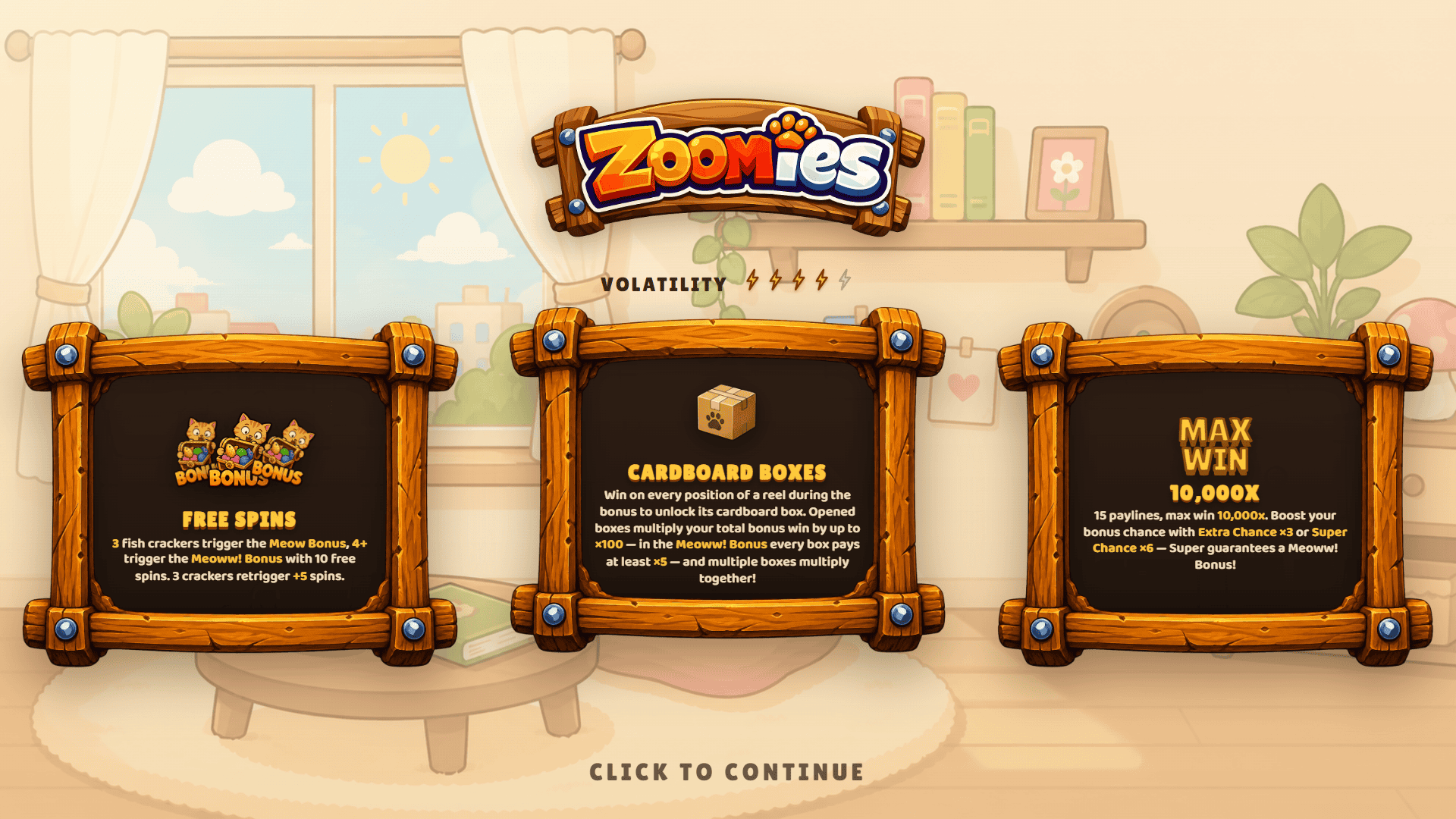 Zoomies slot intro screen