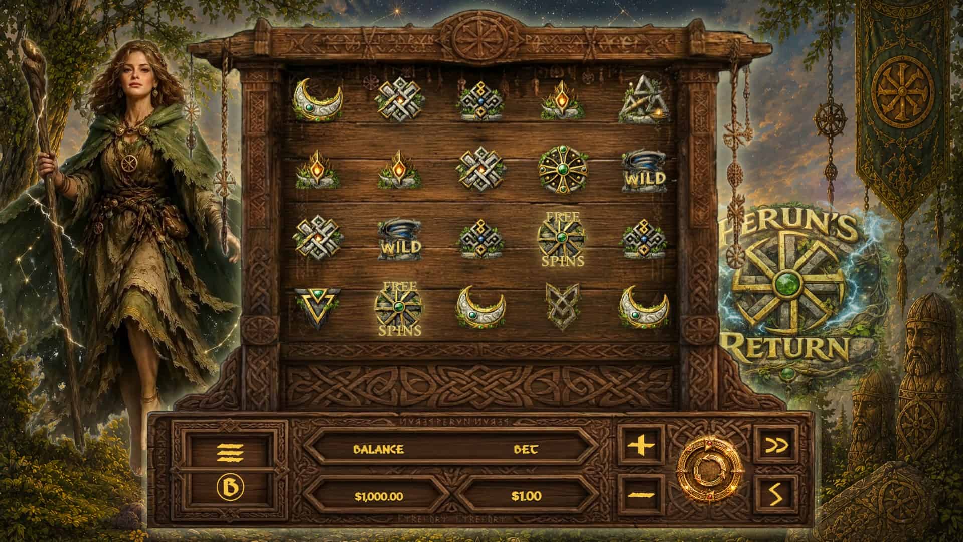Perun's Return slot gameplay reels