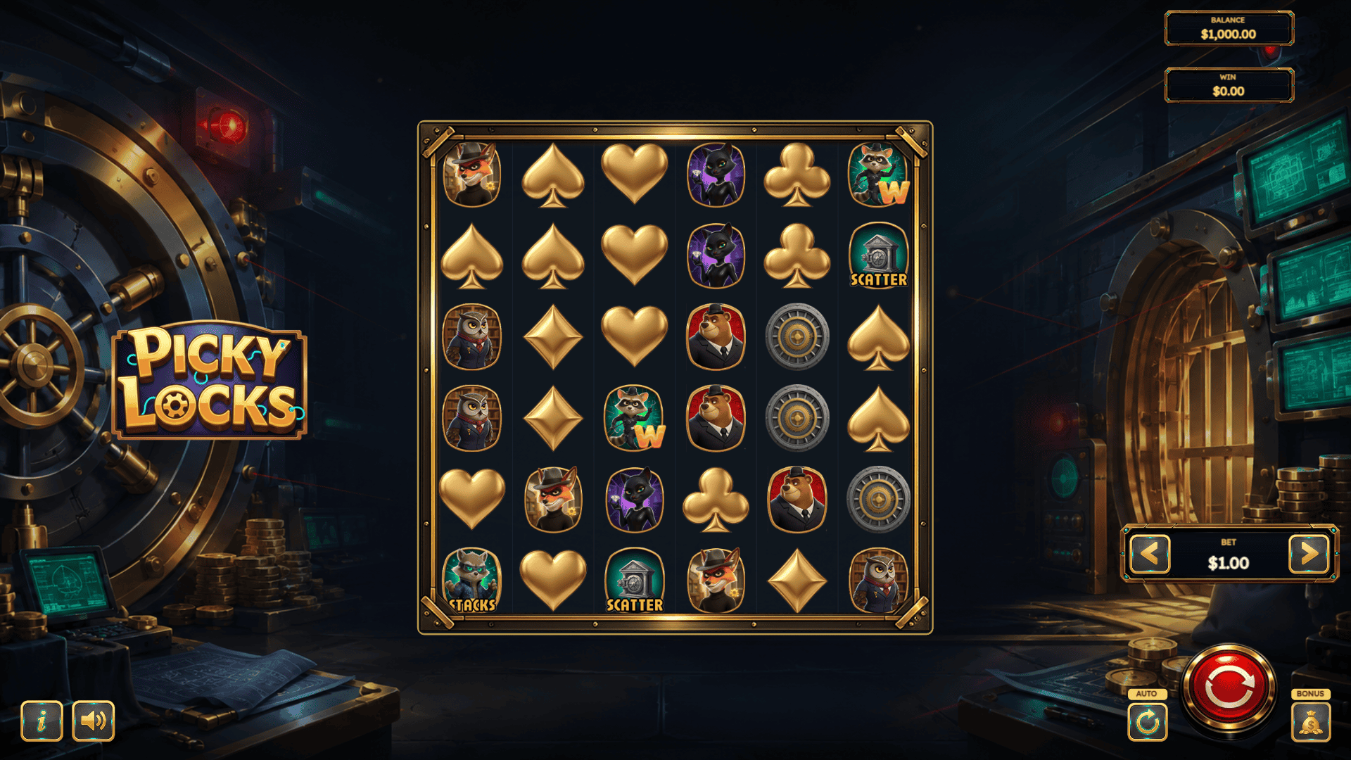 Picky Locks slot gameplay reels