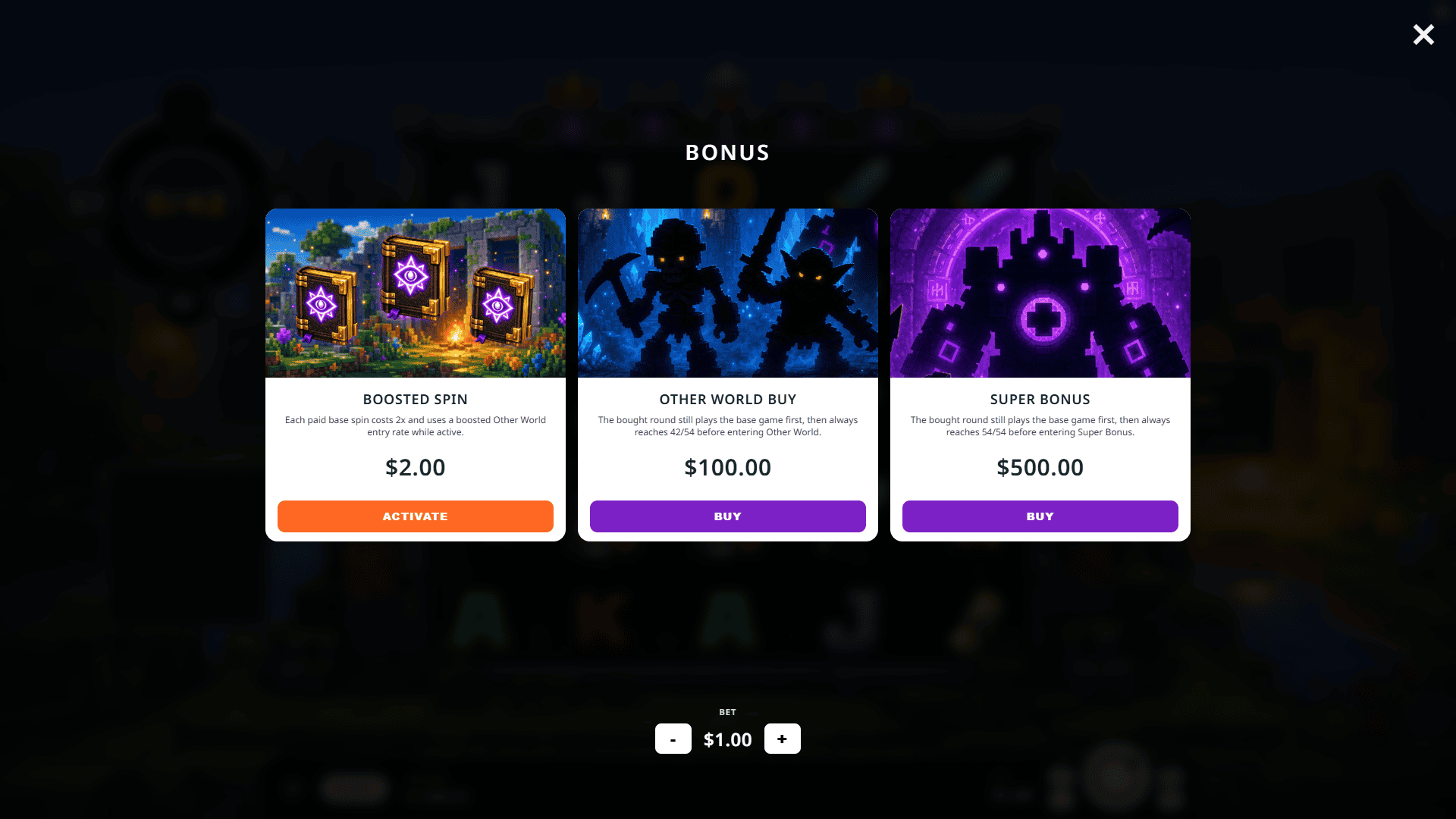 Pixel Dungeon bonus buy menu