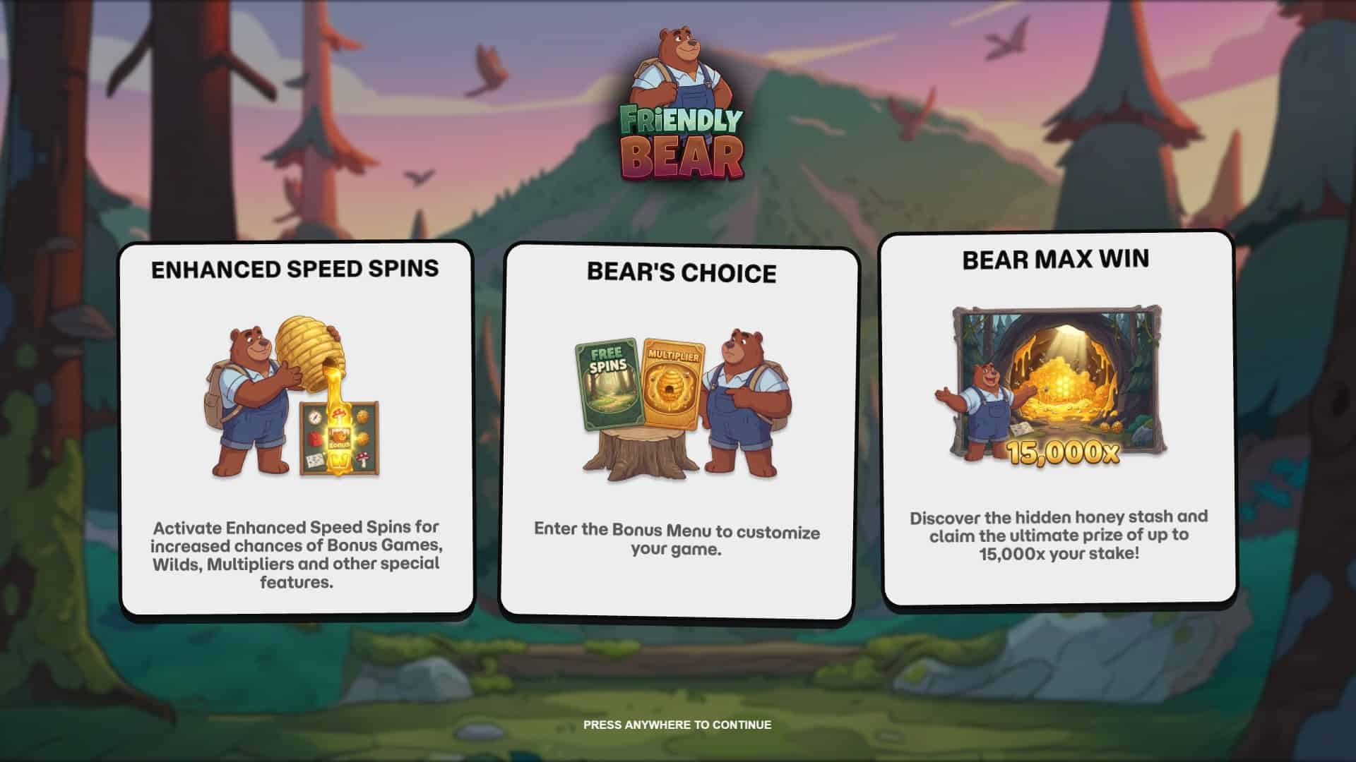 Friendly Bear slot intro screen