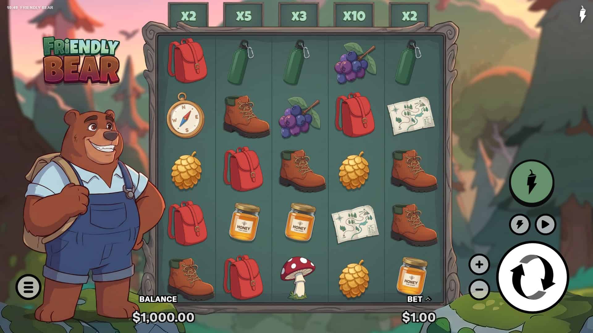 Friendly Bear slot gameplay reels