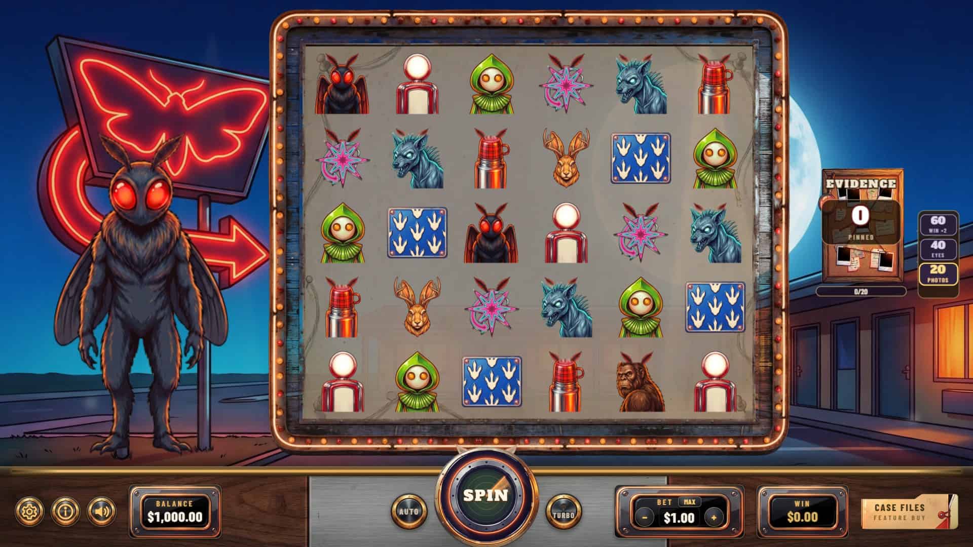 Mothman Motel slot gameplay reels