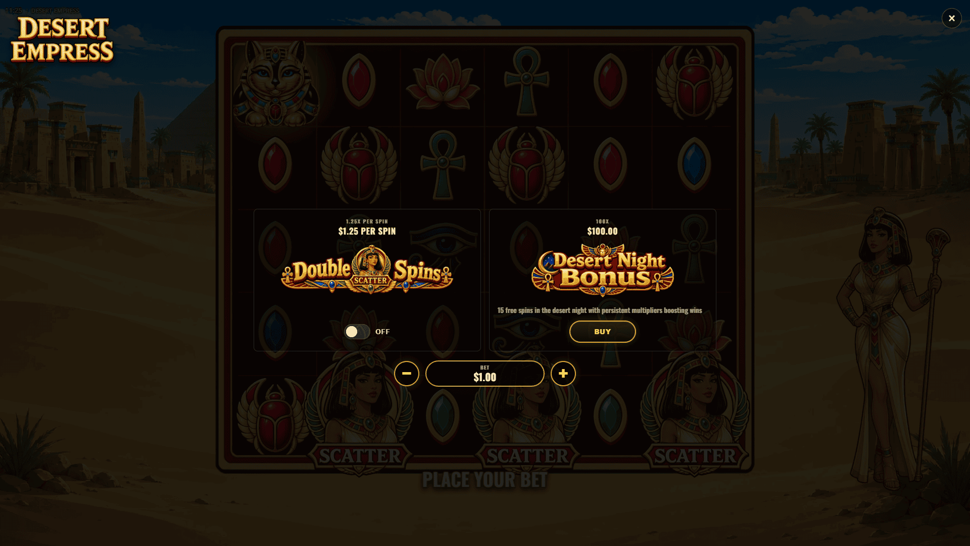 Desert Empress bonus buy menu