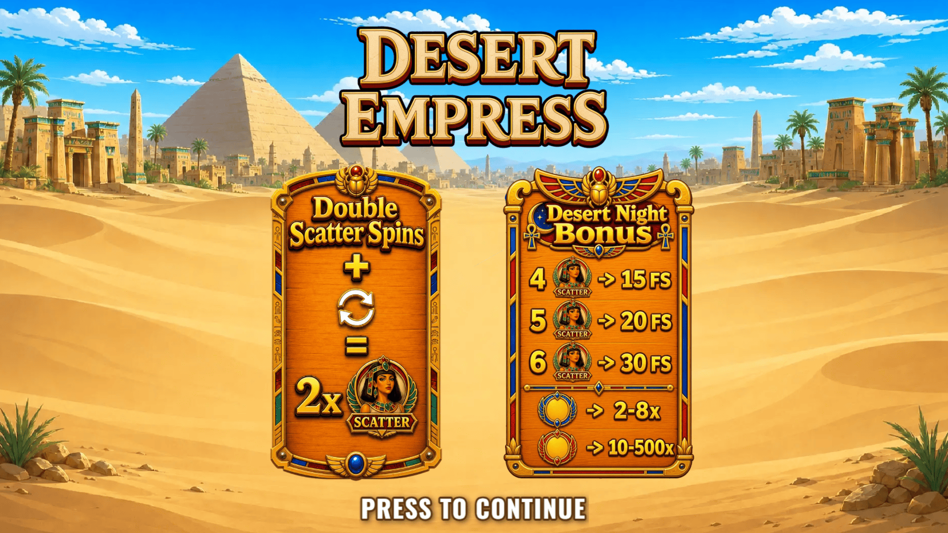 Desert Empress slot intro screen