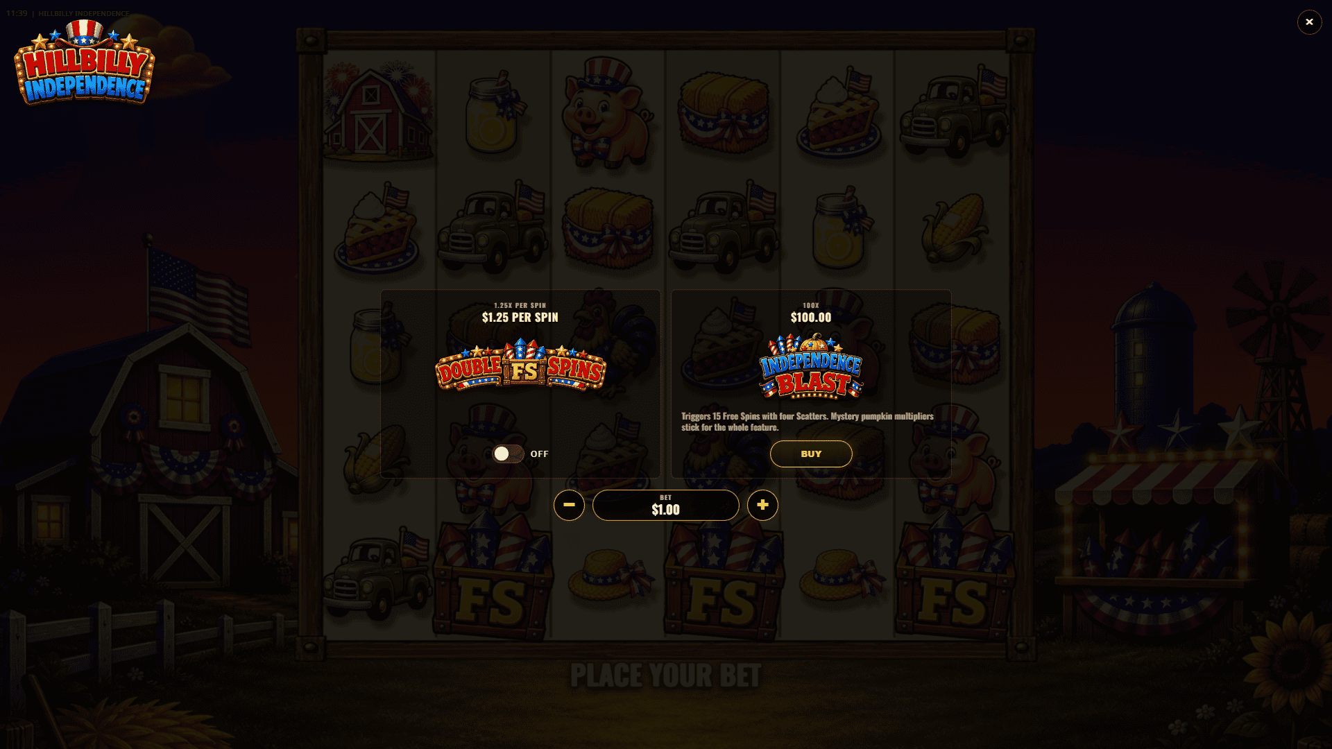 Hillbilly Independence bonus buy menu