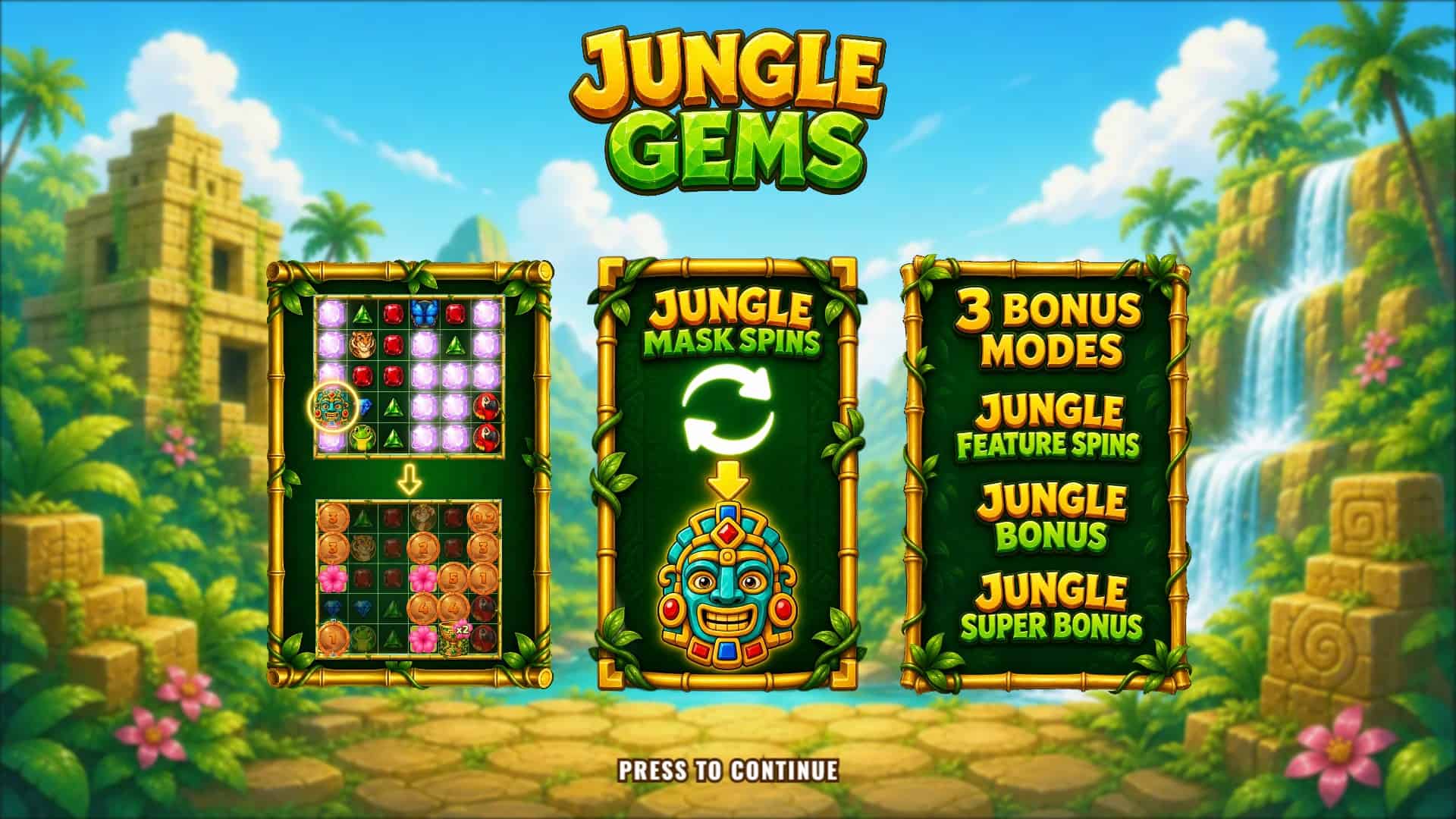 Jungle Gems slot intro screen