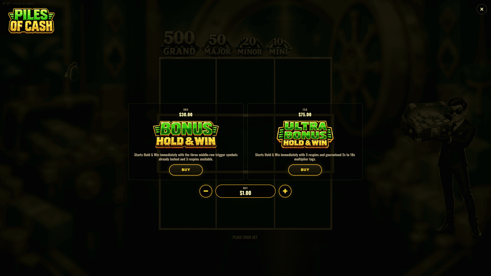 Piles of Cash bonus buy menu