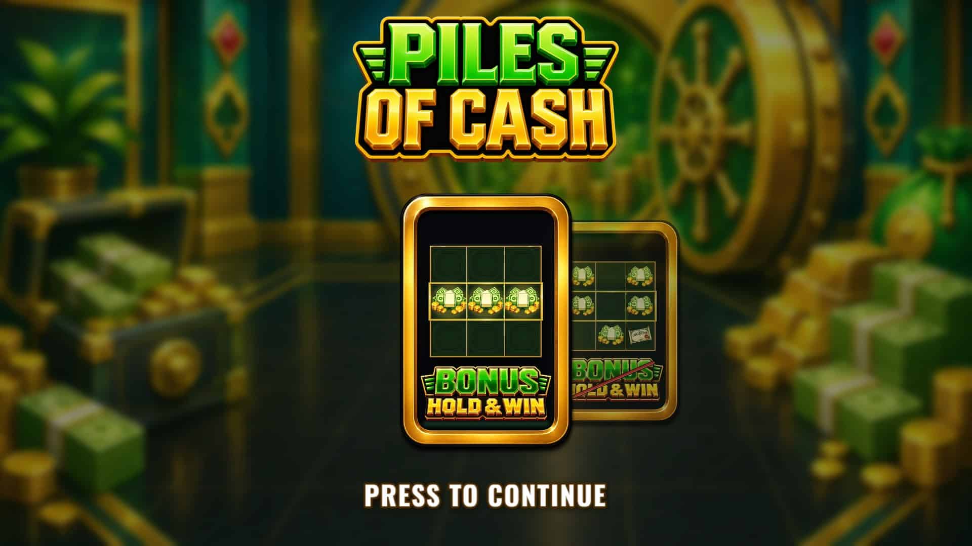 Piles of Cash slot intro screen