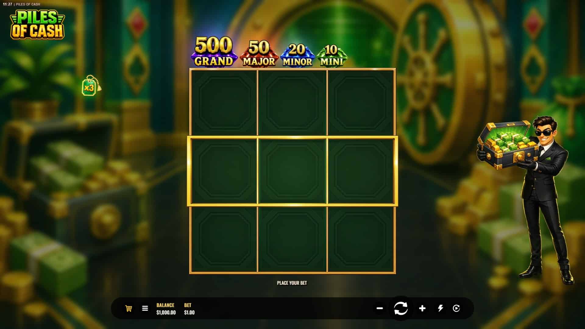 Piles of Cash slot gameplay reels