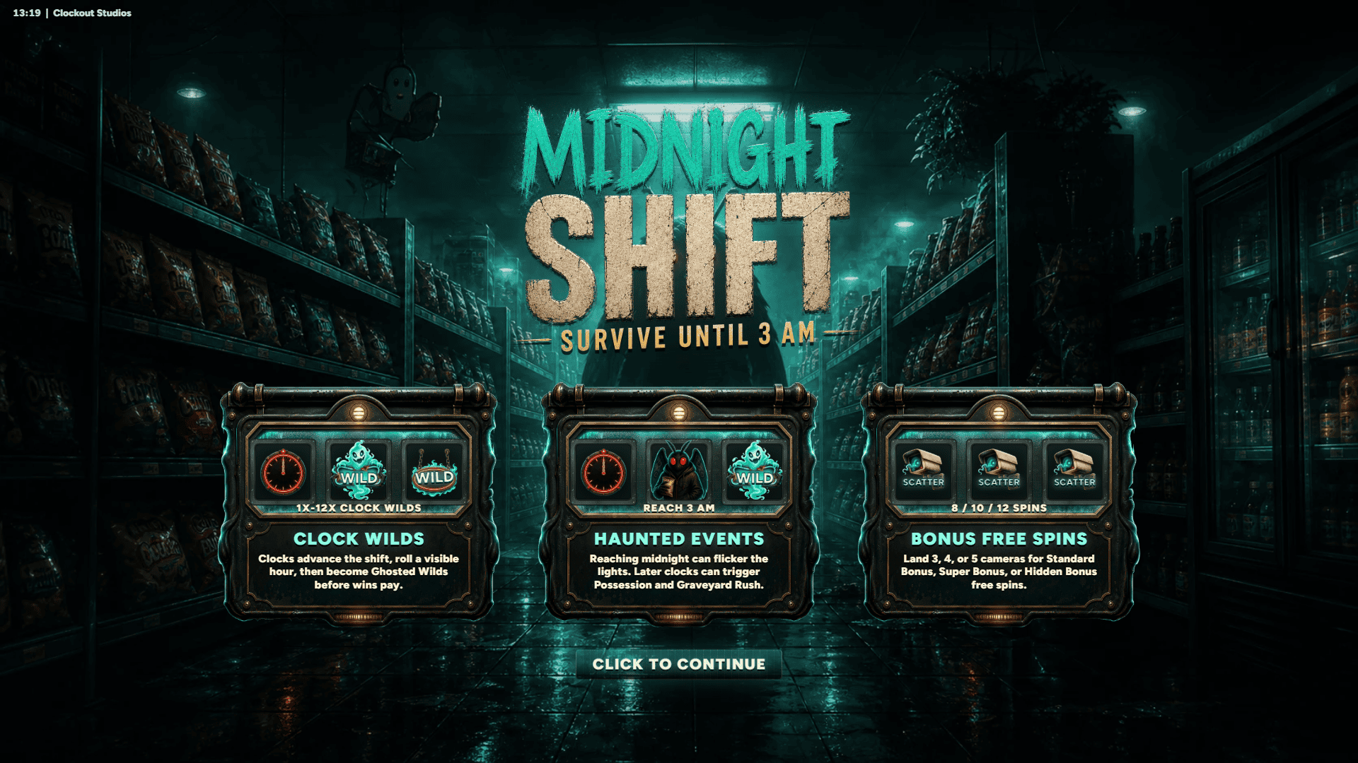 Midnight Shift slot intro screen