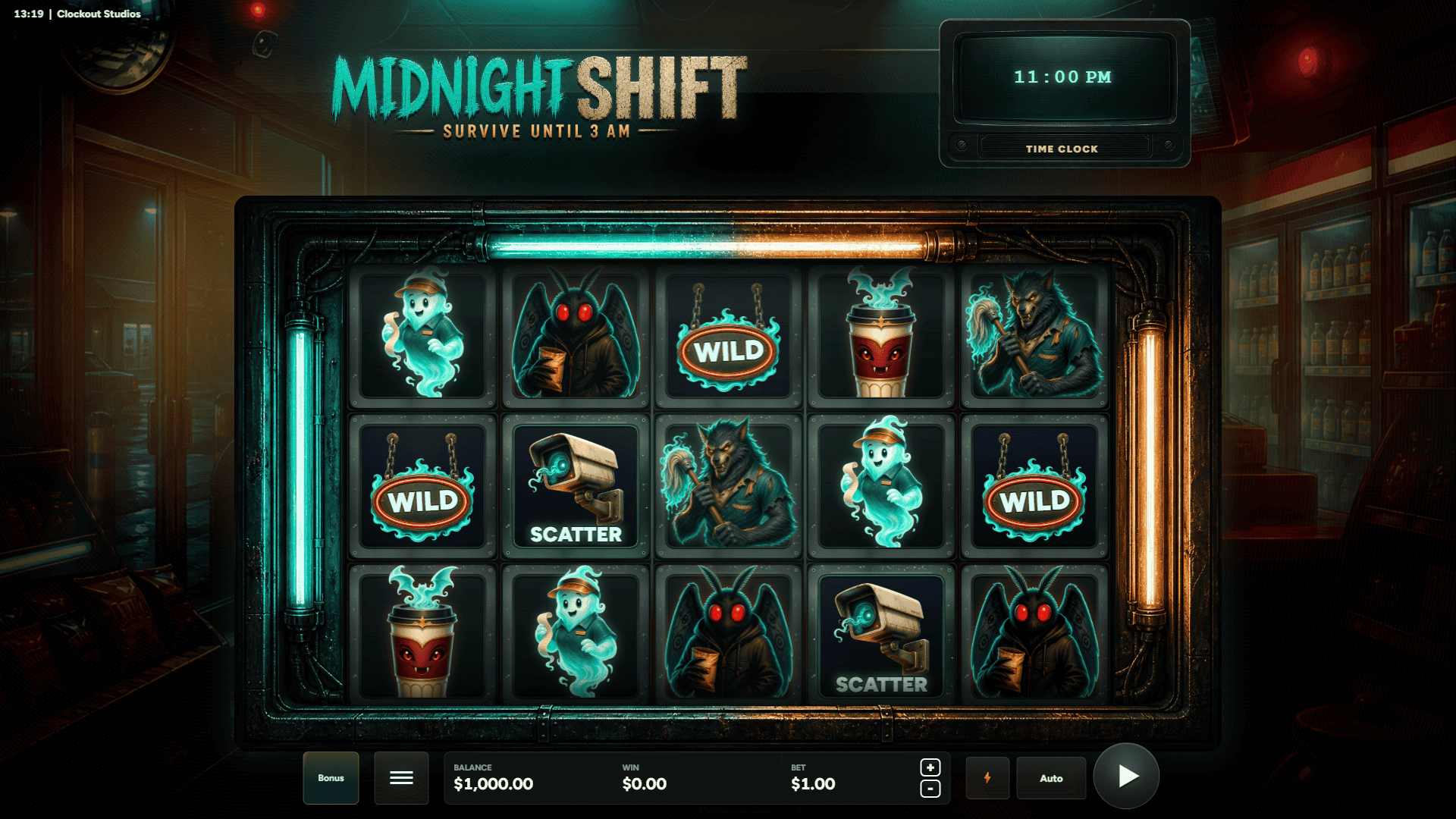 Midnight Shift slot gameplay reels