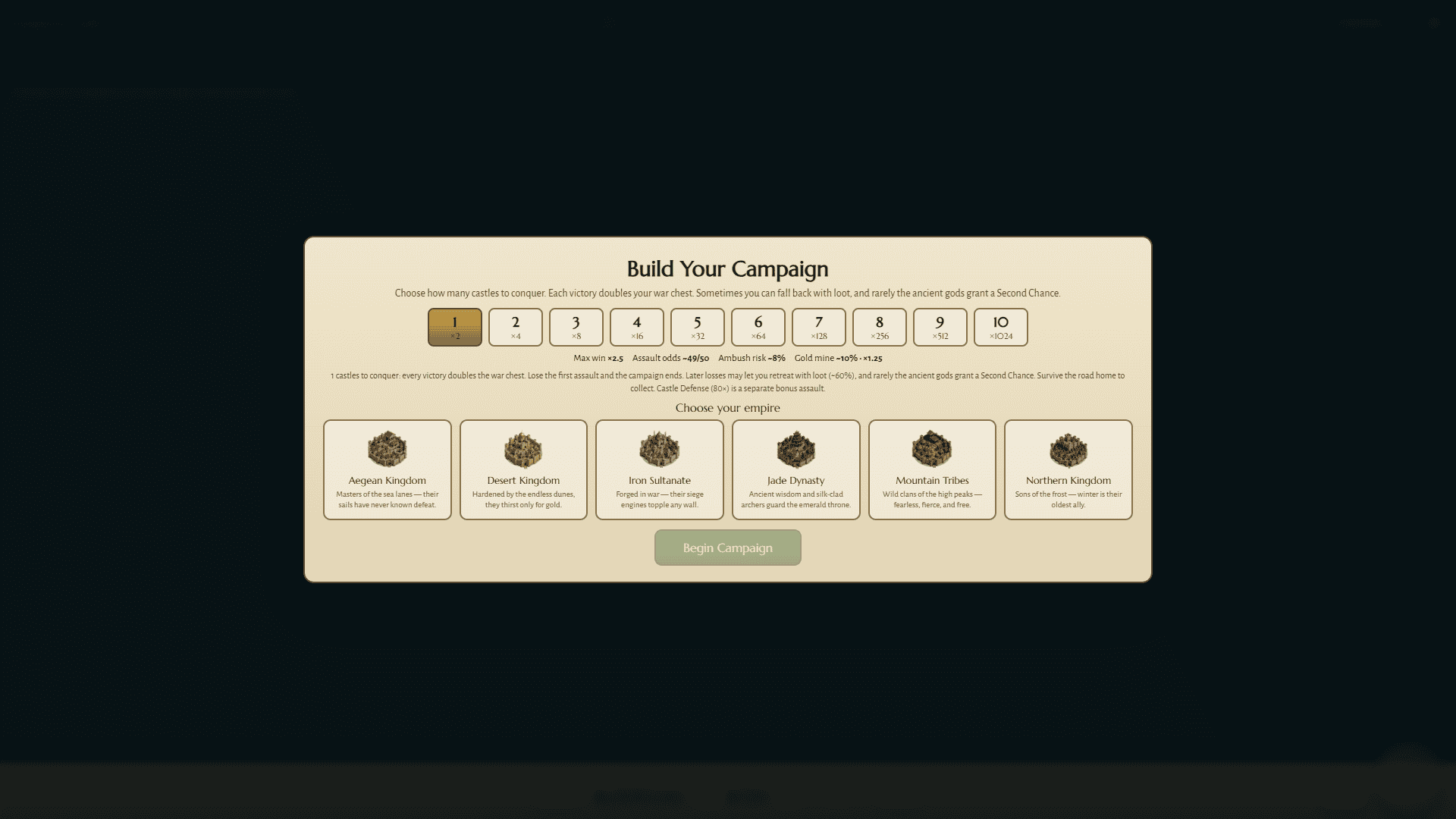 Empires Fall: Rise from Ashes! slot intro screen