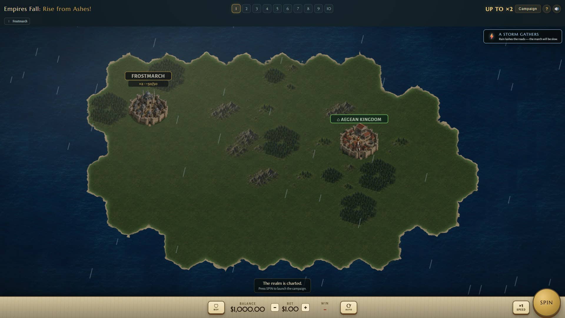 Empires Fall: Rise from Ashes! slot gameplay reels
