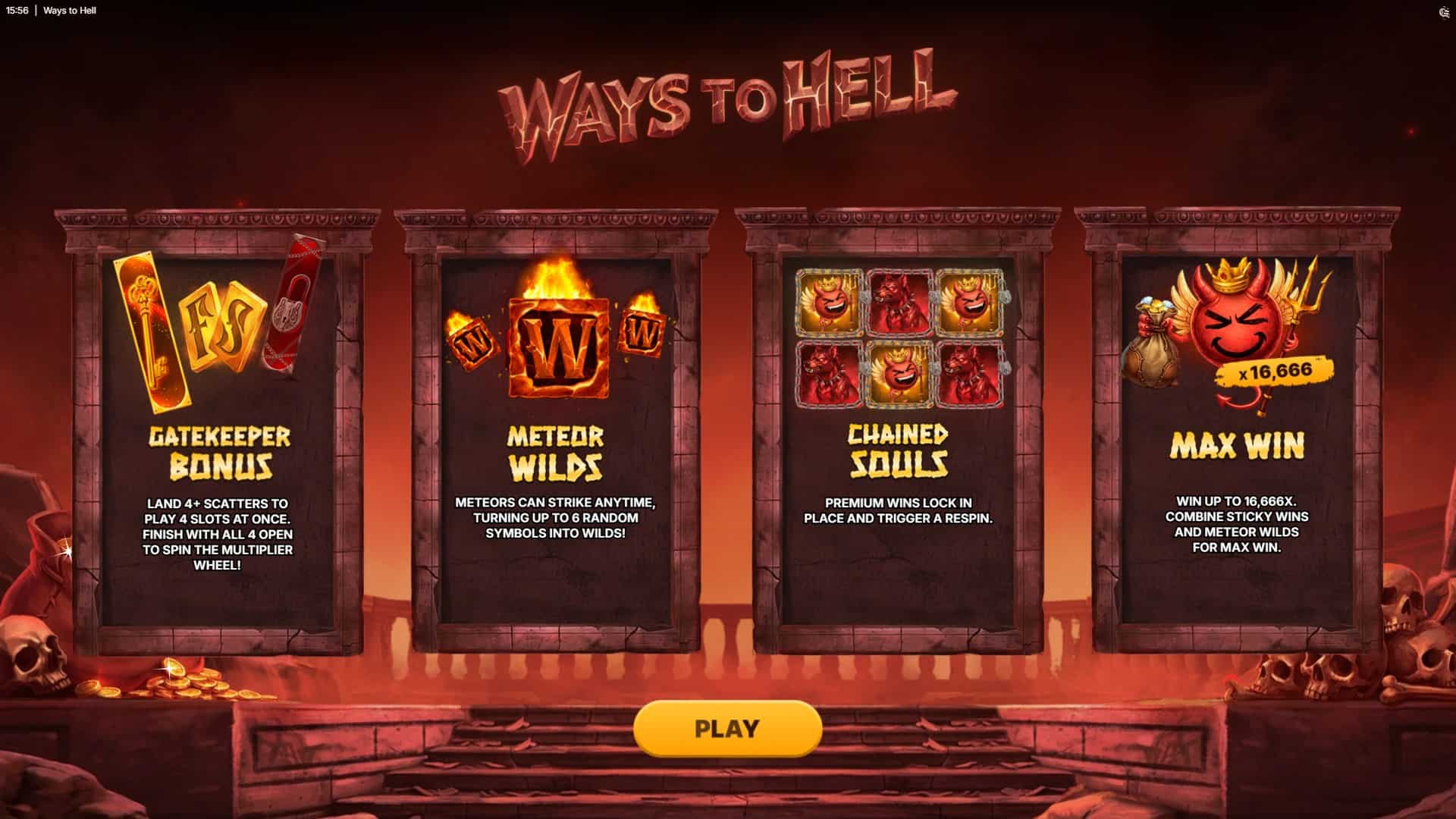 Ways to Hell slot intro screen