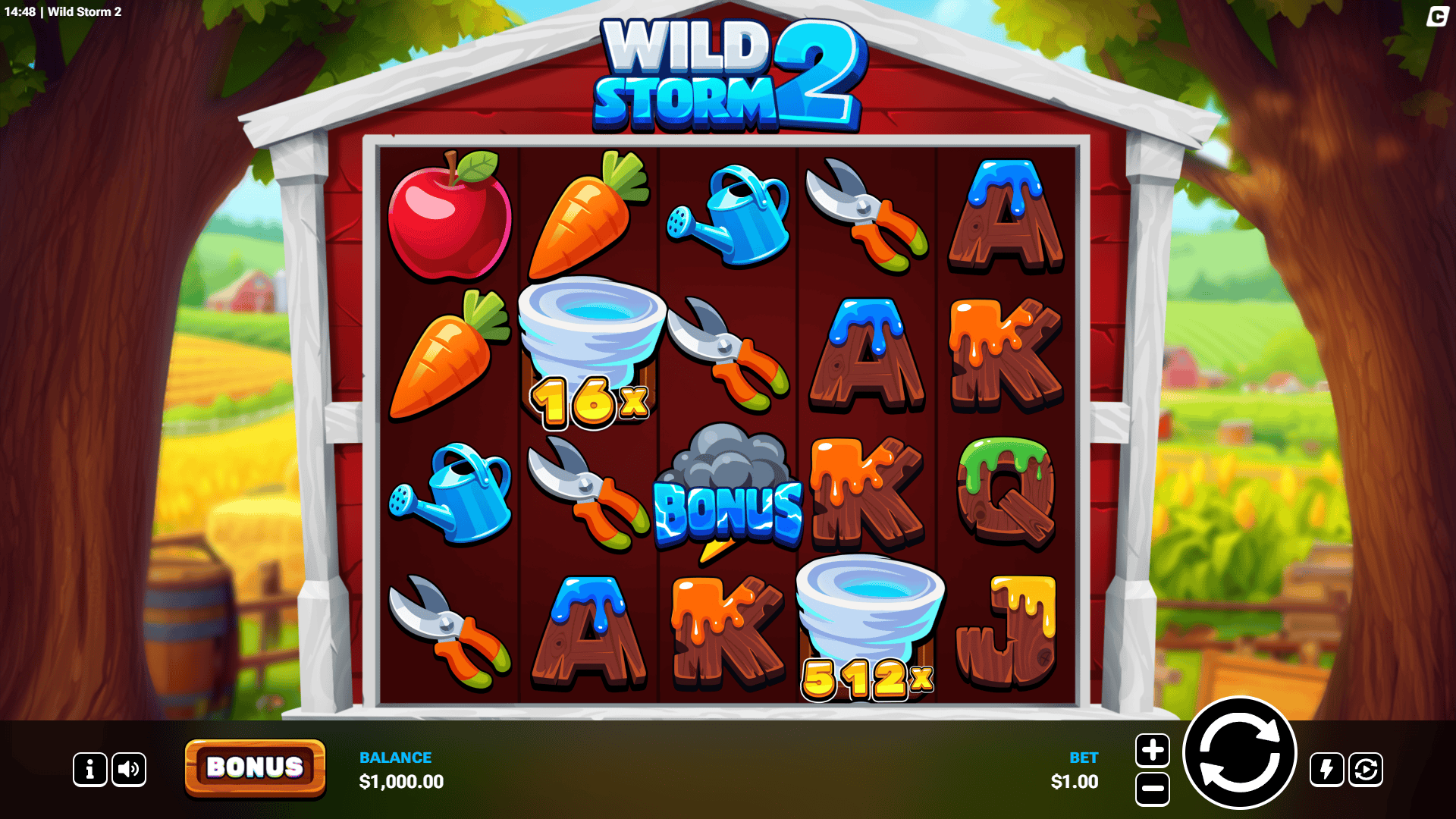 Wild Storm 2 slot gameplay reels