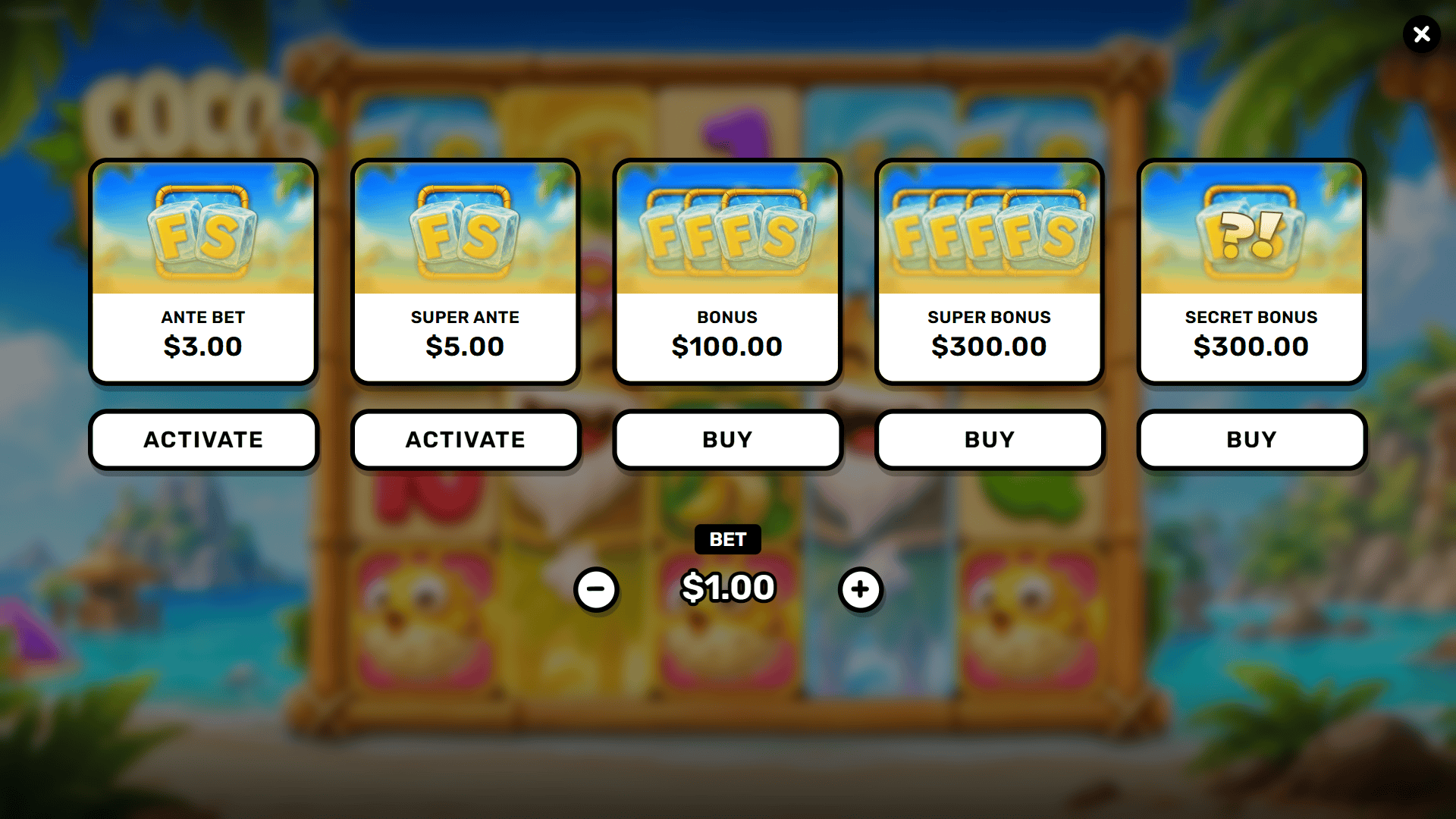 Coconutter bonus buy menu