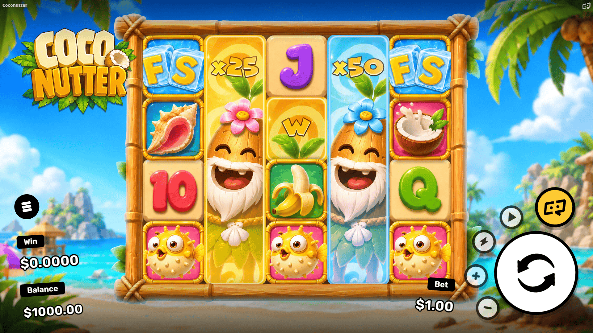 Coconutter slot gameplay reels