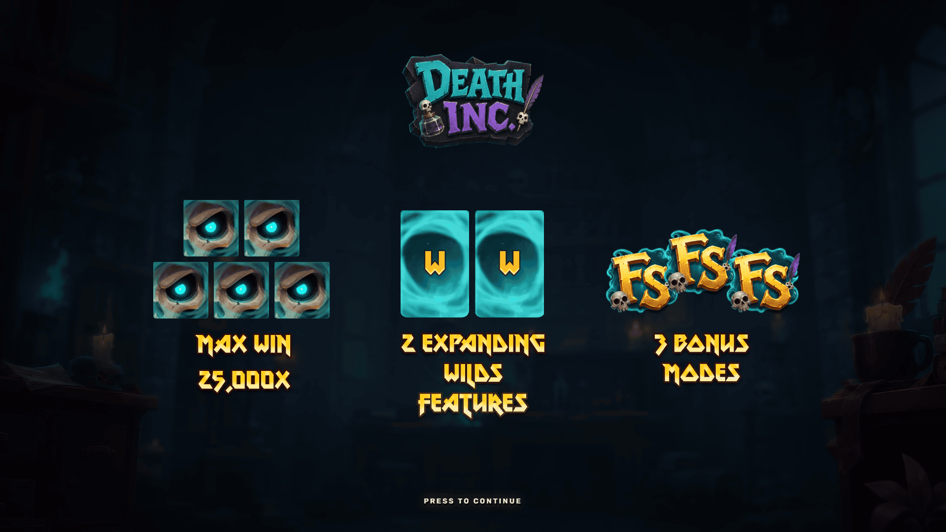 Death Inc. slot intro screen