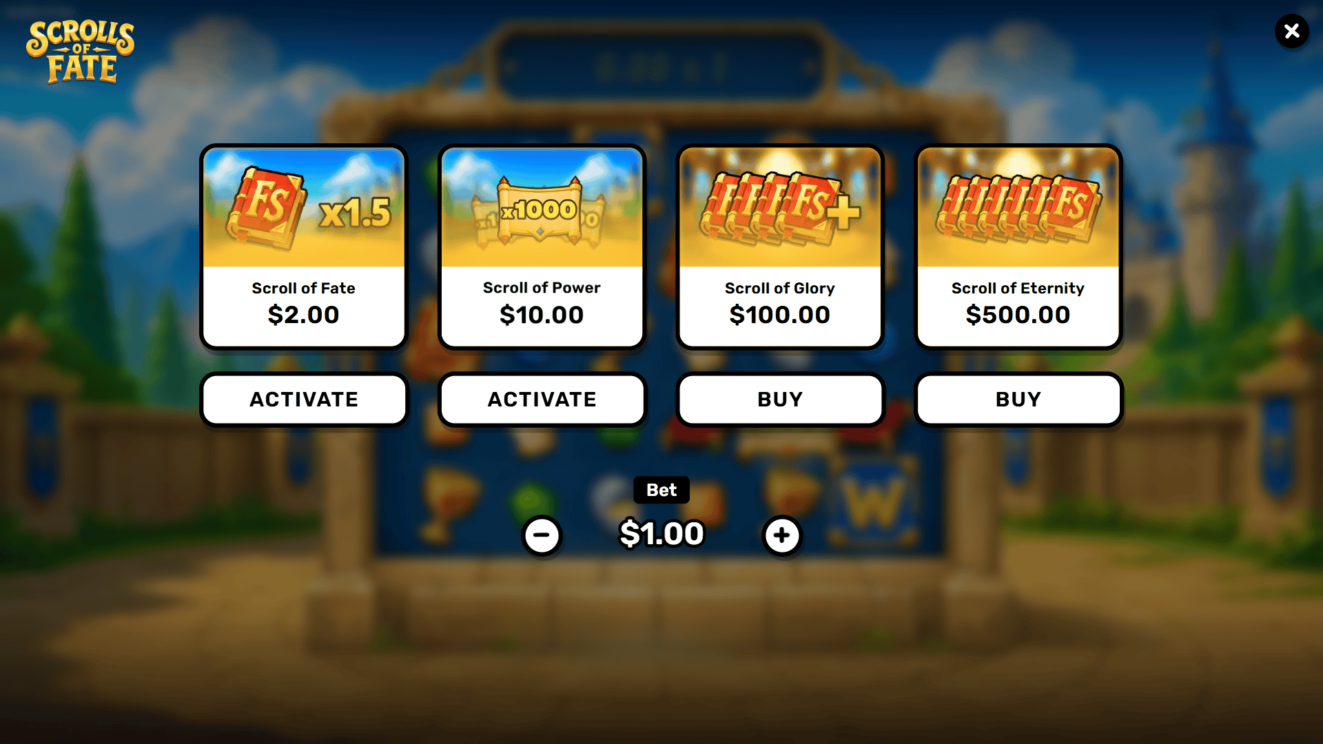 Scrolls of Fate bonus buy menu