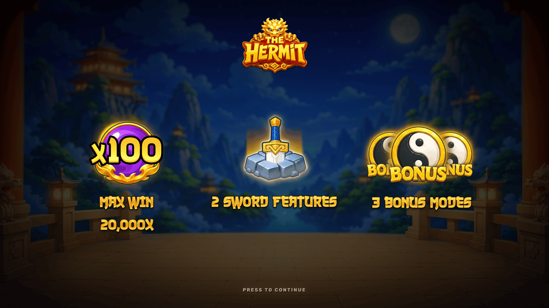 The Hermit slot intro screen