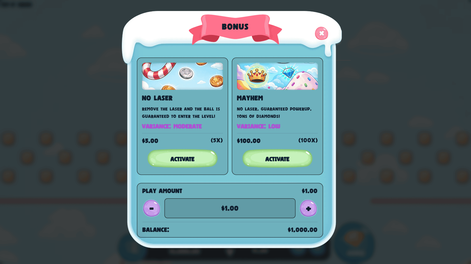 Cut N Crash bonus buy menu