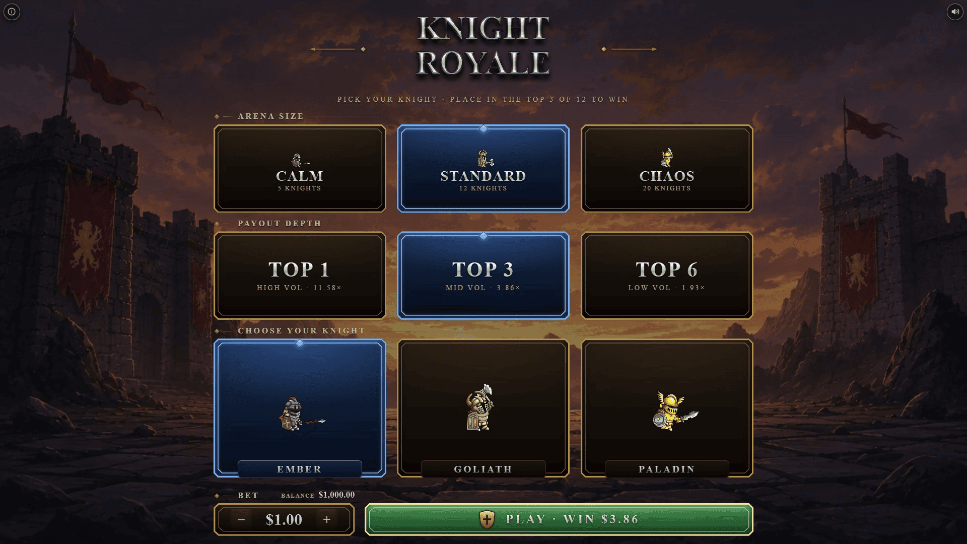 Battle Knights slot gameplay reels