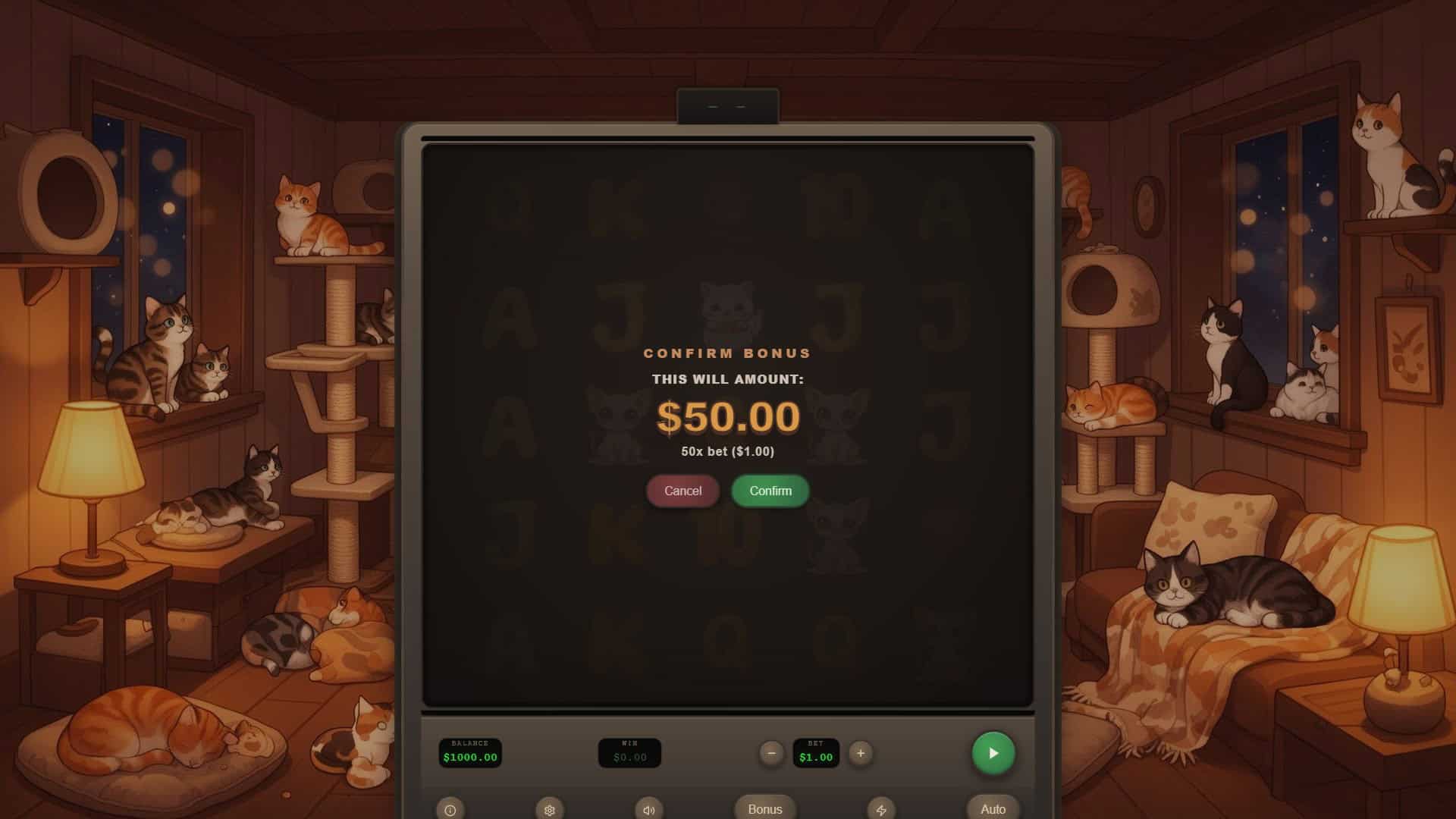 Cozy Cat Cafe bonus buy menu