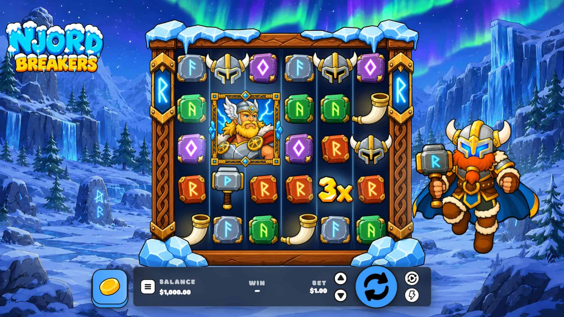 Njord Breakers slot gameplay reels