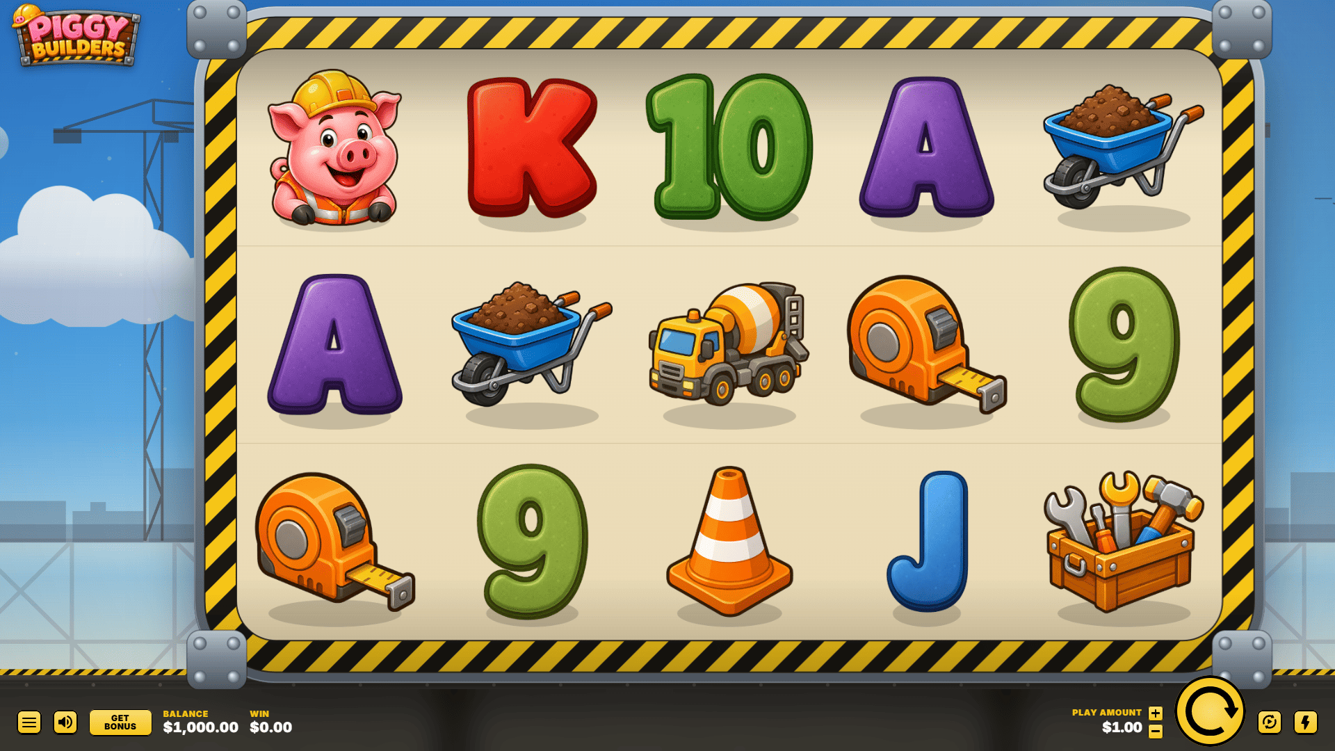 Piggy Builders slot gameplay reels