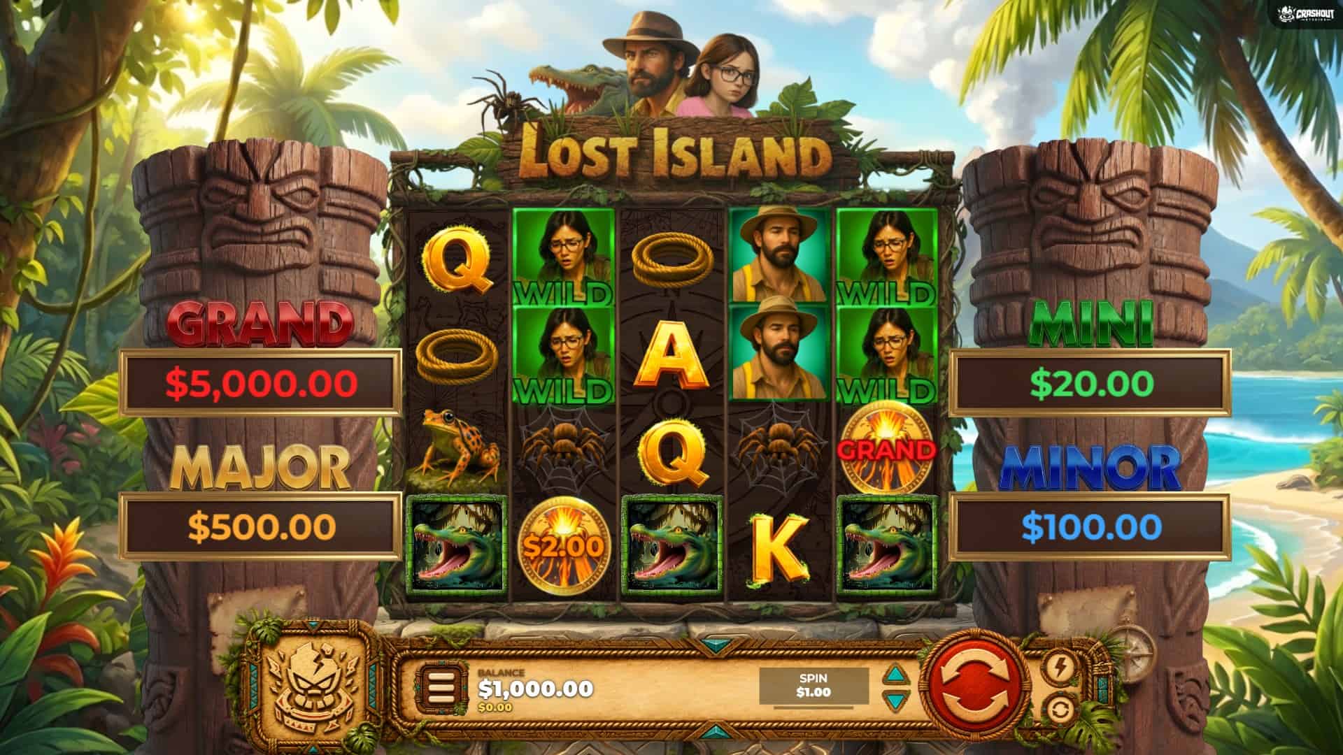 Lost Island slot gameplay reels