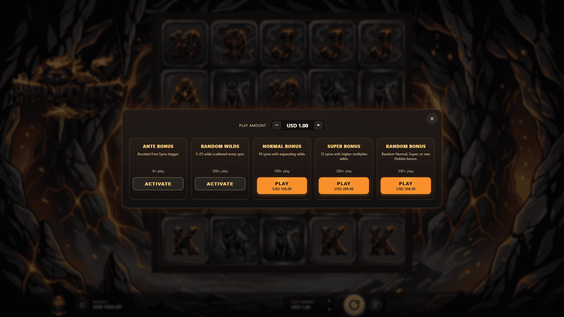 HellCats bonus buy menu